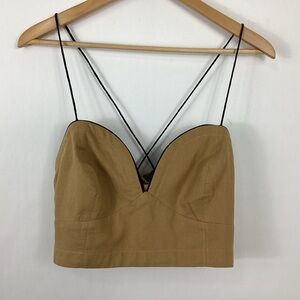 Maeve By Anthropologie Seamed Contrast Corset Crop Top Size 10